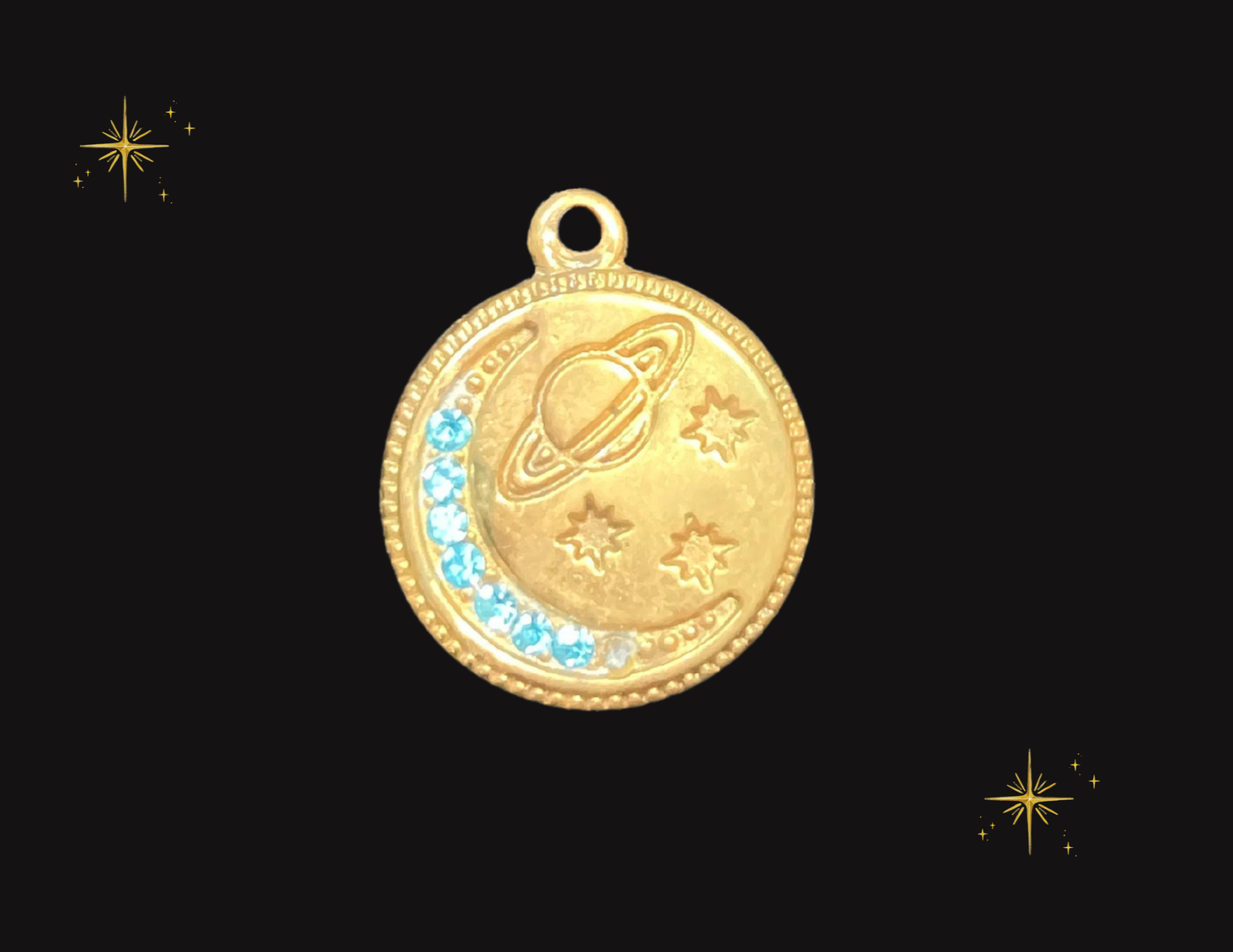 HAND MADE UNIQUE VALENTINES DAY SPECIAL- 24K Gold Plated Moon & Star Charms Pendants | 7-Piece Celestial Jewelry Set