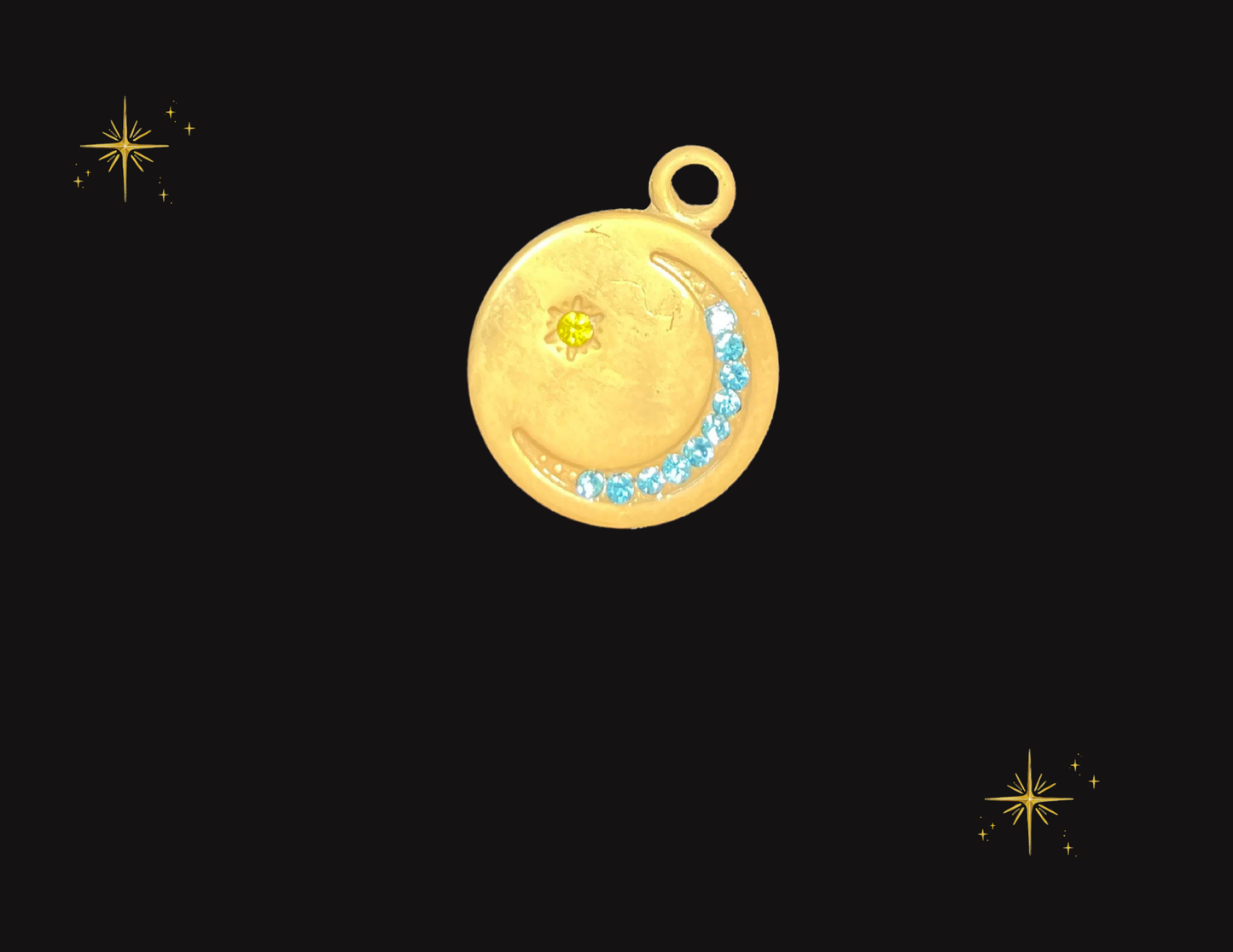 HAND MADE UNIQUE VALENTINES DAY SPECIAL- 24K Gold Plated Moon & Star Charms Pendants | 7-Piece Celestial Jewelry Set