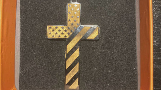 24K Gold plated American Flag Cross Car Hanging Ornament,  Vehicle Rear View Mirror Hanging Pendant